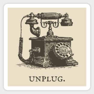 Unplug Retro Rotary Phone Illustration Sticker